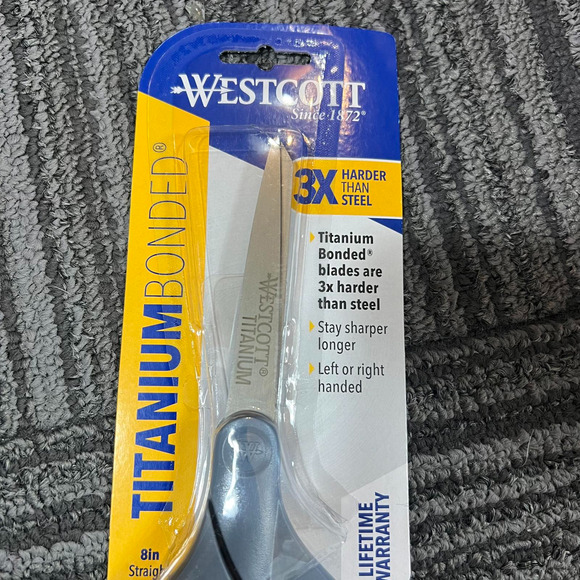 Westcott 13529 8-Inch Straight Titanium Scissors For Office and Home,Yellow/Gray - Picture 5 of 6
